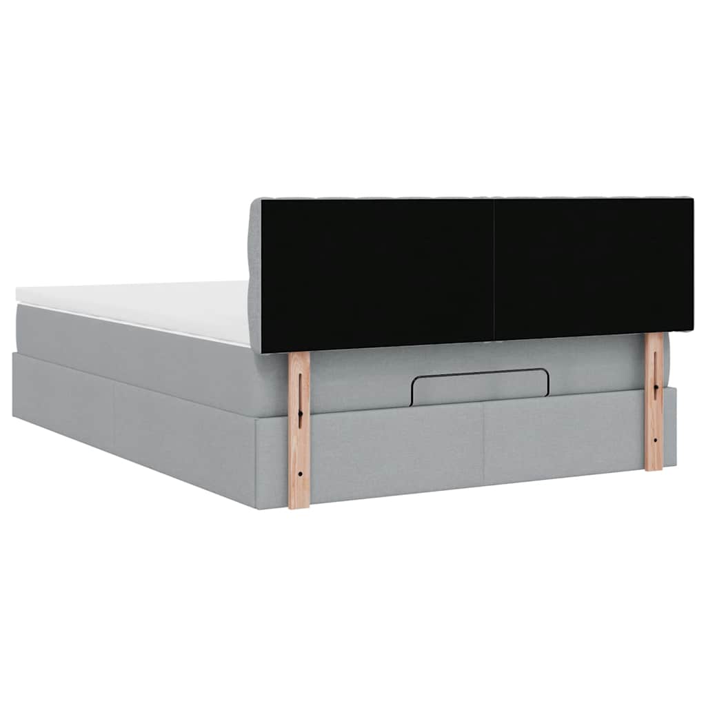 vidaXL Lit ottoman avec matelas et LED gris clair 140x200 cm Tissu