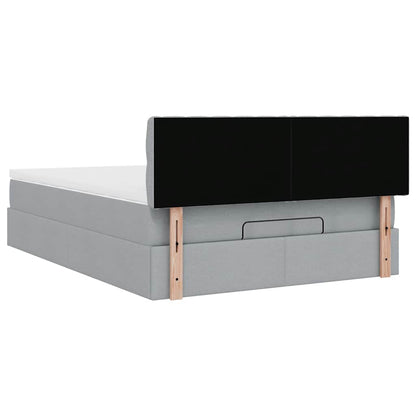 vidaXL Lit ottoman avec matelas et LED gris clair 140x200 cm Tissu