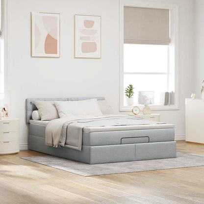 vidaXL Lit ottoman avec matelas et LED gris clair 140x200 cm Tissu