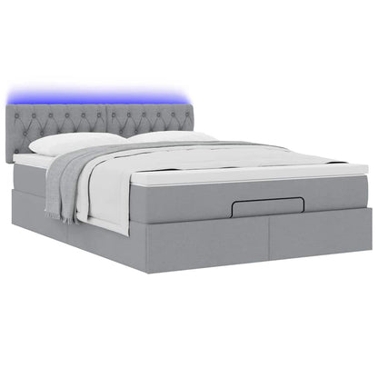 vidaXL Lit ottoman avec matelas et LED gris clair 140x200 cm Tissu