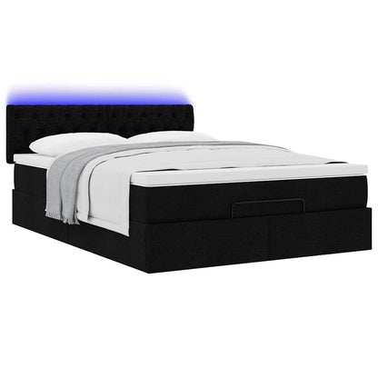 vidaXL Ottomane Bett mit Matratze & LEDs Schwarz 140x200 cm Stoff