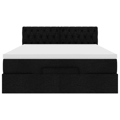 vidaXL Ottomane Bett mit Matratze & LEDs Schwarz 140x200 cm Stoff