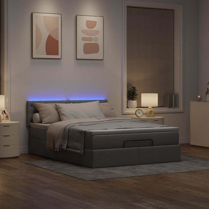 vidaXL Ottomane Bett mit Matratze & LEDs Taupe 140x200 cm Stoff