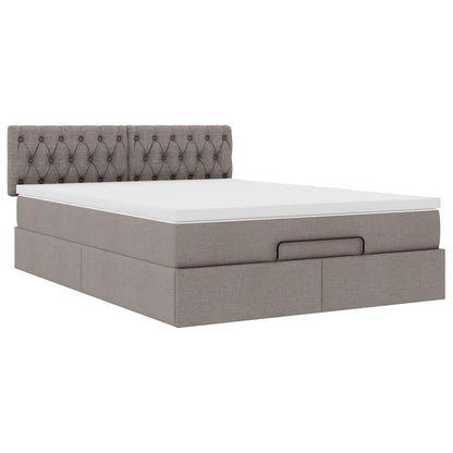 vidaXL Ottomane Bett mit Matratze & LEDs Taupe 140x200 cm Stoff