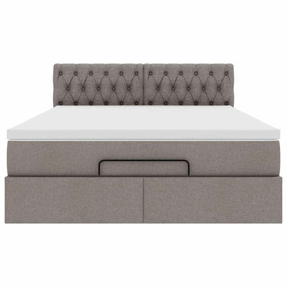 vidaXL Ottomane Bett mit Matratze & LEDs Taupe 140x200 cm Stoff