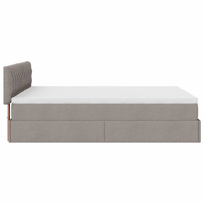 vidaXL Ottomane Bett mit Matratze & LEDs Taupe 140x200 cm Stoff