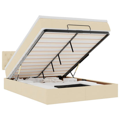 vidaXL Ottomane Bett mit Matratze & LEDs Creme 140x200 cm Stoff