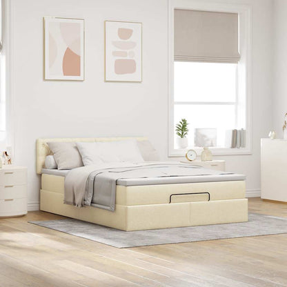vidaXL Ottomane Bett mit Matratze & LEDs Creme 140x200 cm Stoff