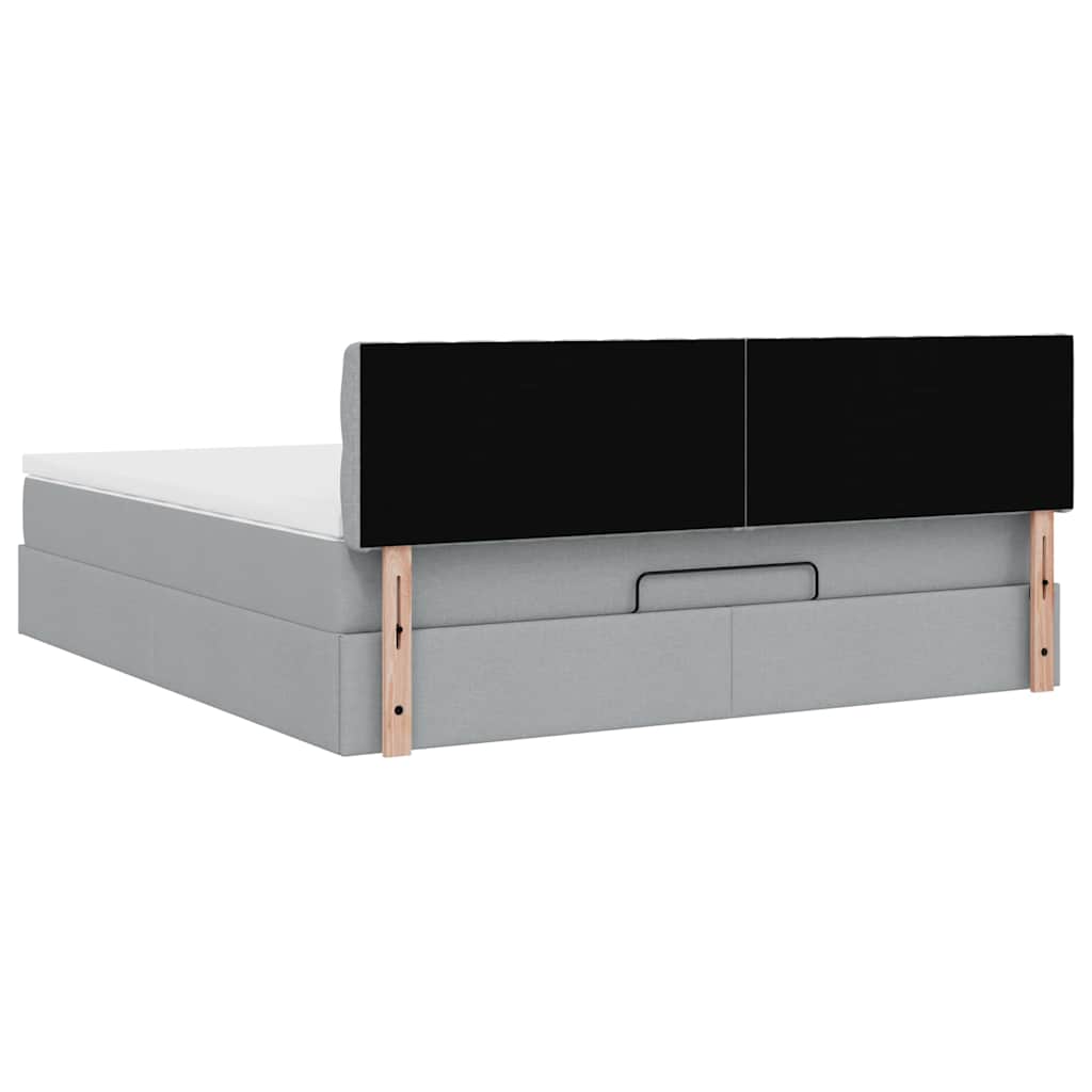 vidaXL Ottoman-Bett mit Matratze & LEDs Hellgrau 160x200 cm Stoff