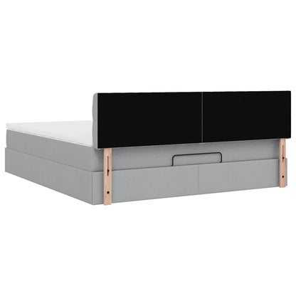 vidaXL Ottoman-Bett mit Matratze & LEDs Hellgrau 160x200 cm Stoff
