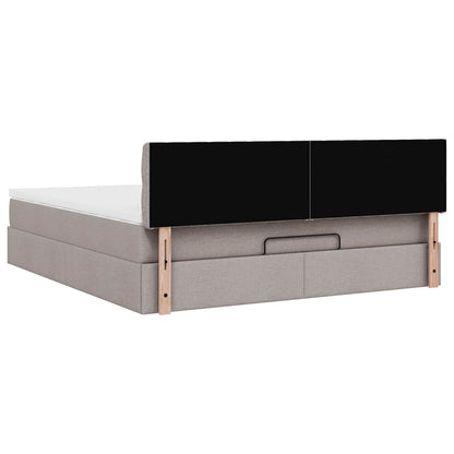 vidaXL Ottoman-Bett mit Matratze & LEDs Taupe 160x200 cm Stoff