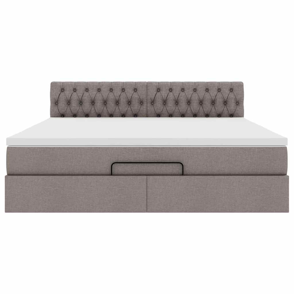 vidaXL Ottoman-Bett mit Matratze & LEDs Taupe 160x200 cm Stoff