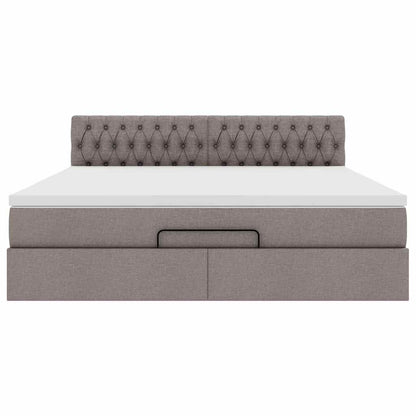 vidaXL Ottoman-Bett mit Matratze & LEDs Taupe 160x200 cm Stoff