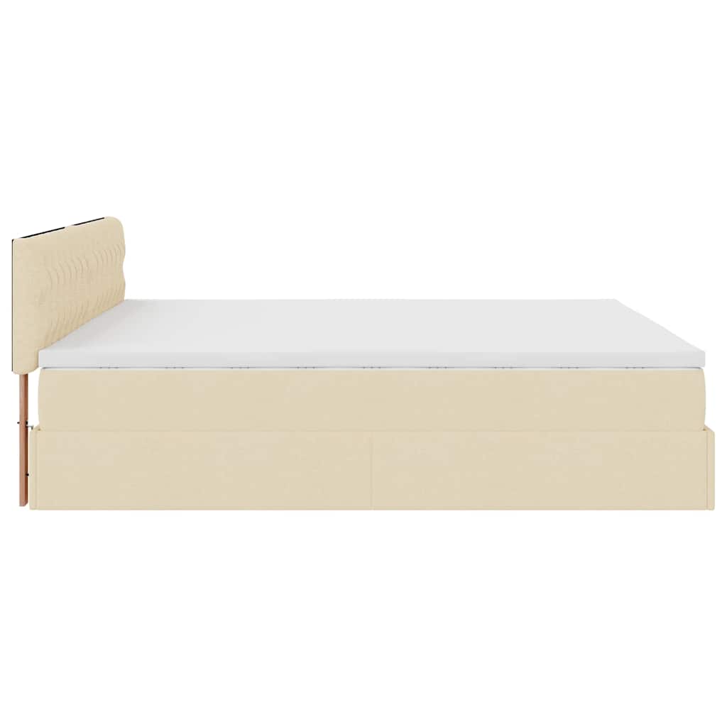 vidaXL Ottoman-Bett mit Matratze & LEDs Creme 160x200 cm Stoff