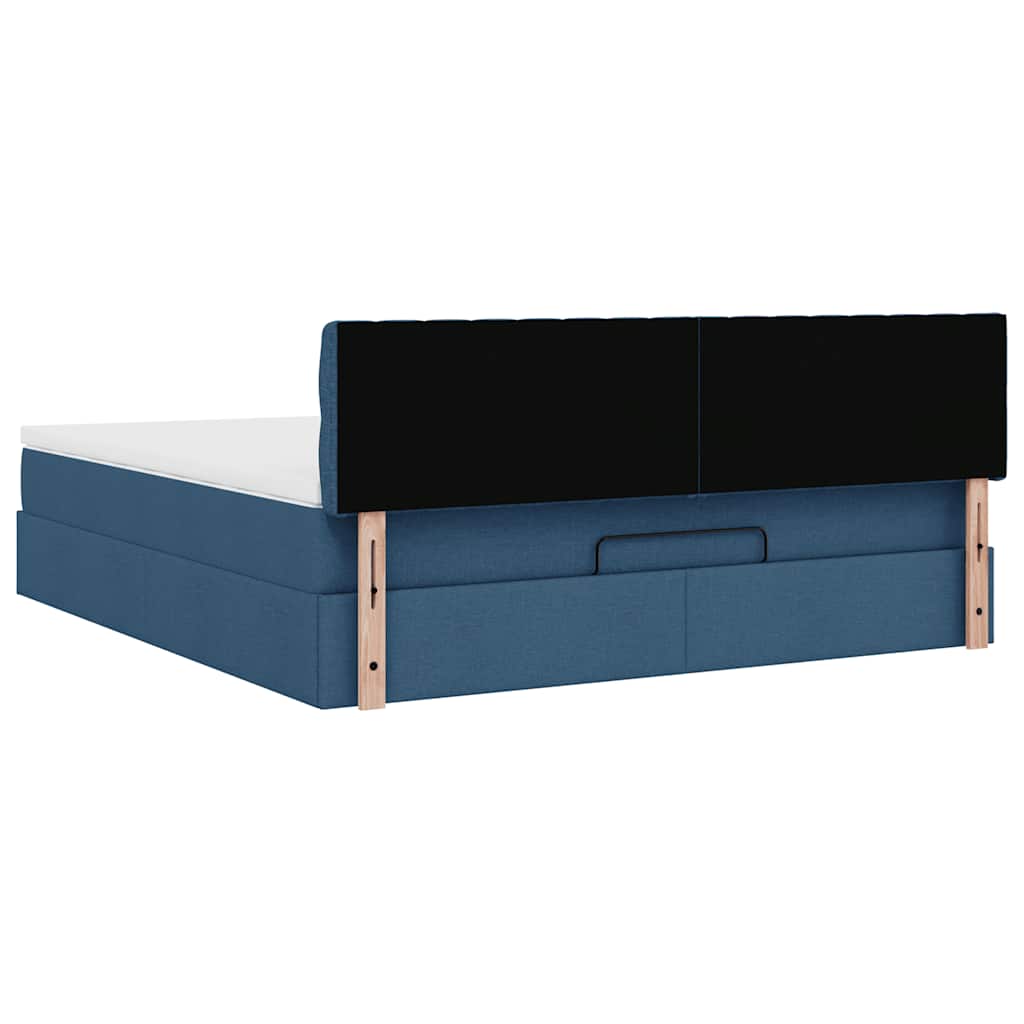 vidaXL Ottoman-Bett mit Matratze & LEDs Blau 160x200 cm Stoff