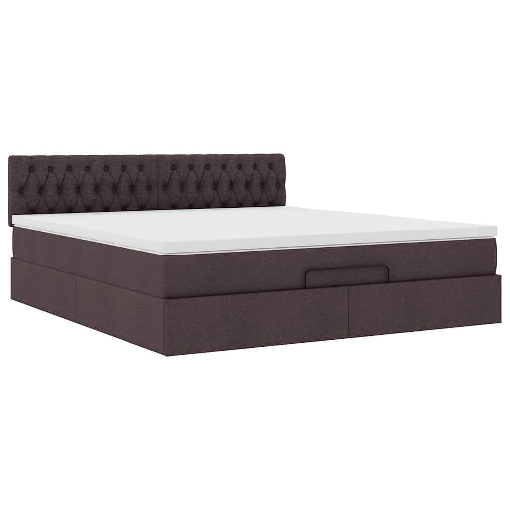 vidaXL Ottomane Bett mit Matratze & LEDs Dunkelbraun 180x200 cm Stoff