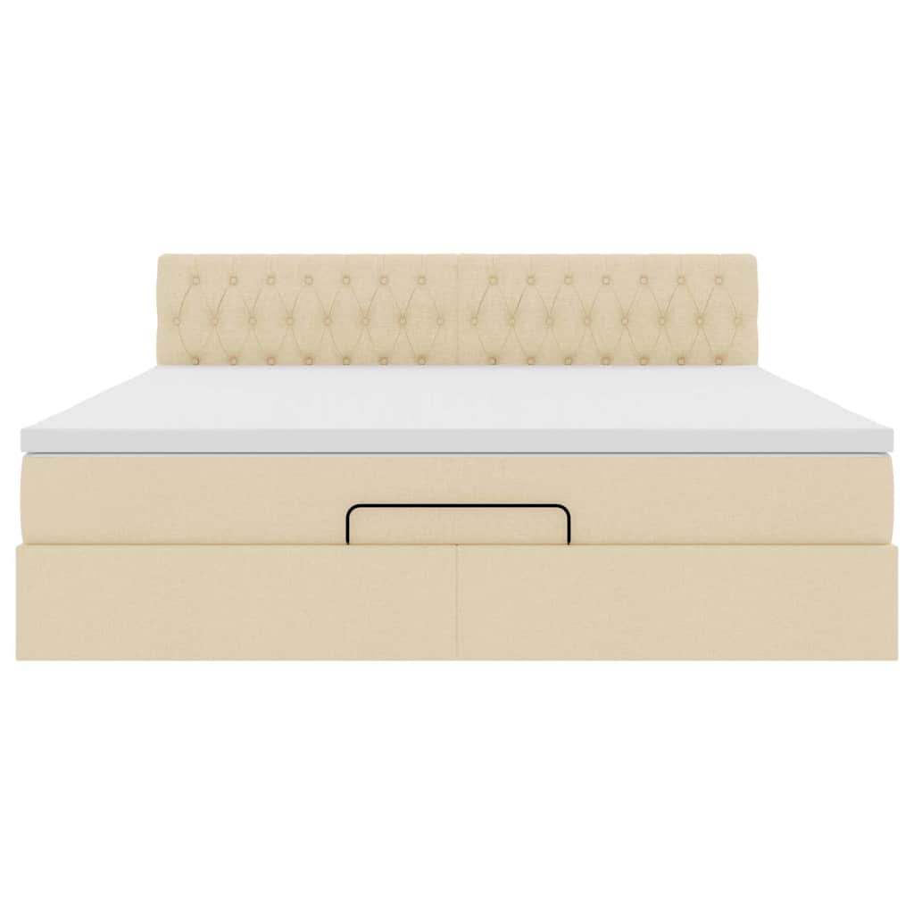vidaXL Ottomane Bett mit Matratze & LEDs Creme 180x200 cm Stoff
