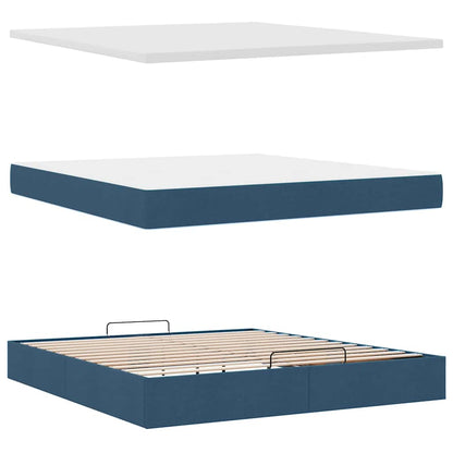 vidaXL Ottomane Bett mit Matratze & LEDs Blau 180x200 cm Stoff