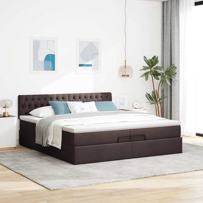 vidaXL Ottoman-Bett mit Matratzen & LEDs Dunkelbraun 200x200 cm Stoff