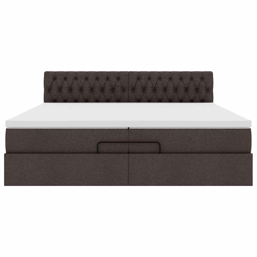 vidaXL Ottoman-Bett mit Matratzen & LEDs Dunkelbraun 200x200 cm Stoff
