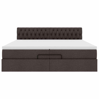 vidaXL Ottoman-Bett mit Matratzen & LEDs Dunkelbraun 200x200 cm Stoff