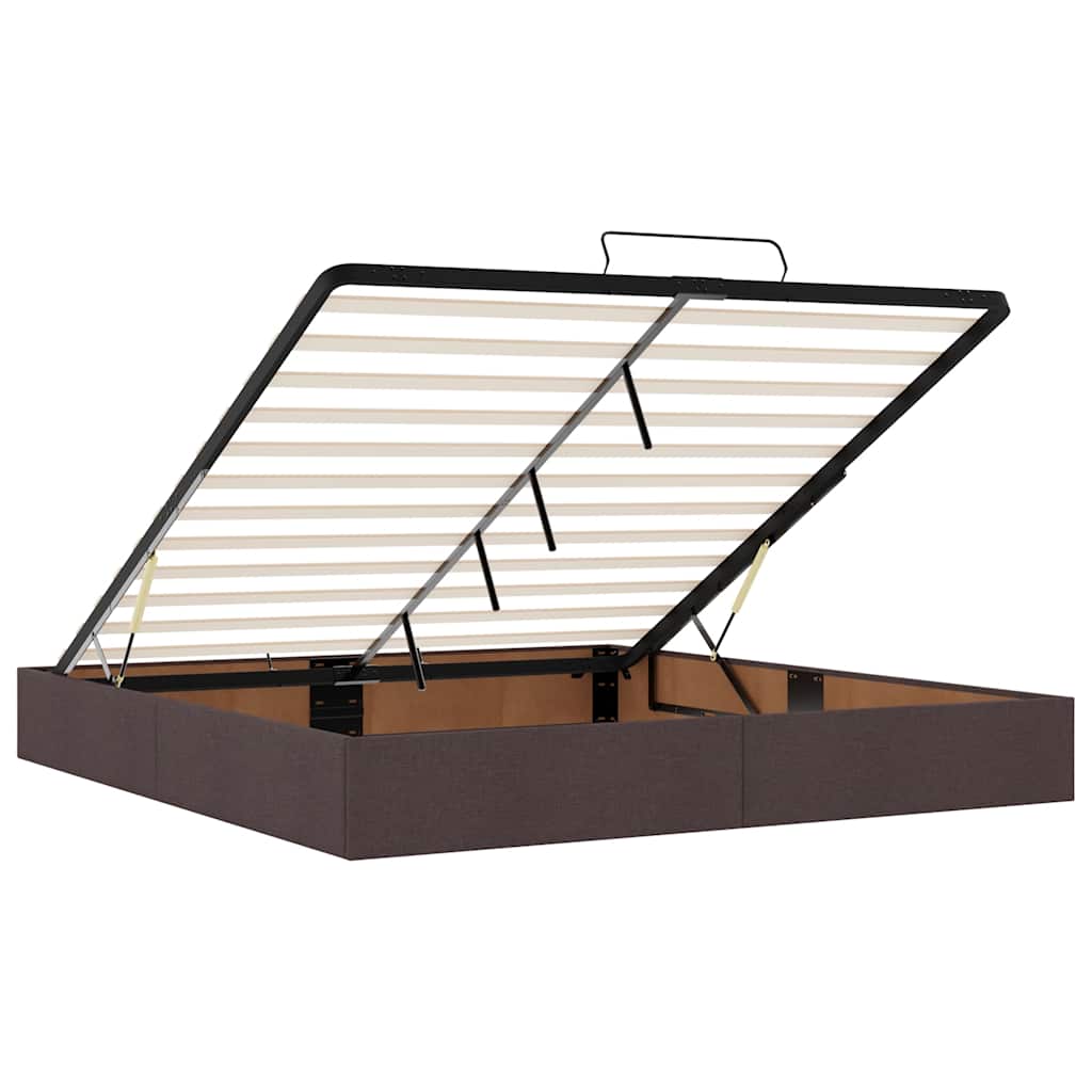 vidaXL Ottoman-Bett mit Matratzen & LEDs Dunkelbraun 200x200 cm Stoff