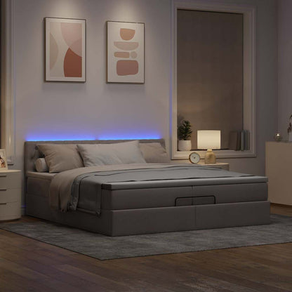 vidaXL Ottoman-Bett mit Matratzen & LEDs Taupe 200x200 cm Stoff
