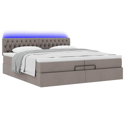 vidaXL Ottoman-Bett mit Matratzen & LEDs Taupe 200x200 cm Stoff