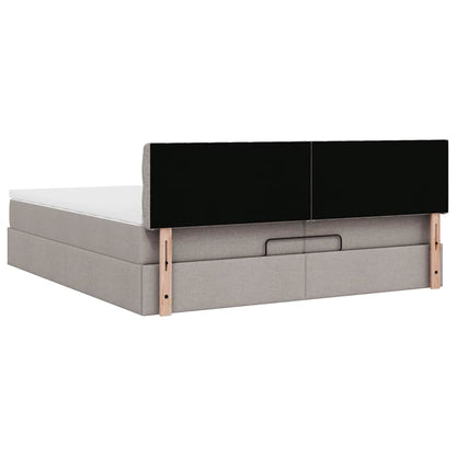 vidaXL Ottoman-Bett mit Matratzen & LEDs Taupe 200x200 cm Stoff