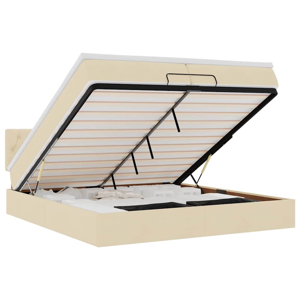 vidaXL Lit ottoman avec matelas et LED Crème 200x200 cm Tissu