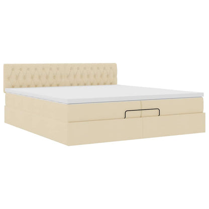 vidaXL Lit ottoman avec matelas et LED Crème 200x200 cm Tissu