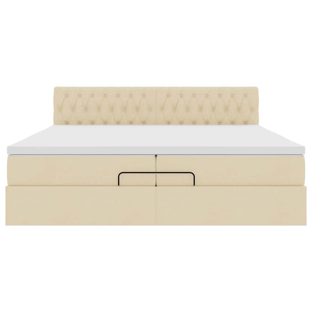 vidaXL Lit ottoman avec matelas et LED Crème 200x200 cm Tissu