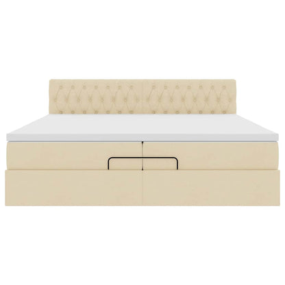 vidaXL Lit ottoman avec matelas et LED Crème 200x200 cm Tissu