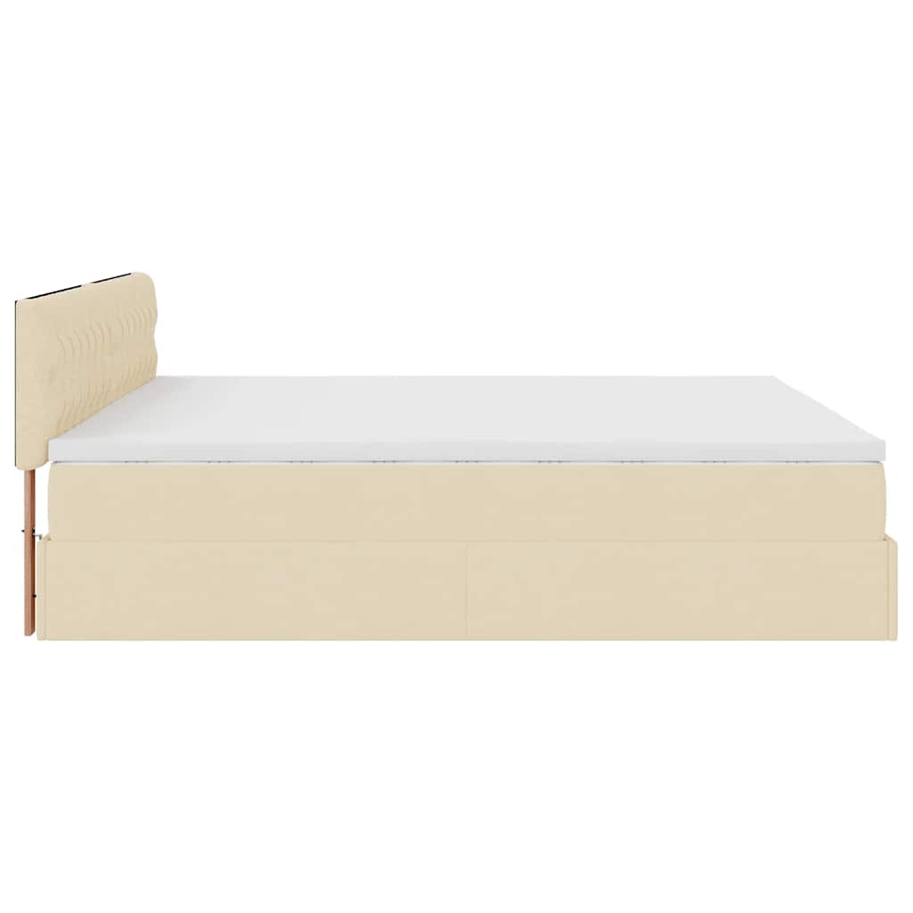 vidaXL Lit ottoman avec matelas et LED Crème 200x200 cm Tissu