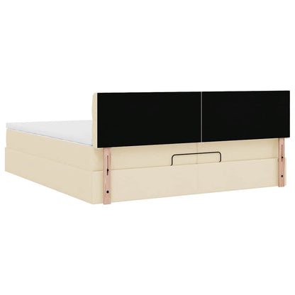 vidaXL Lit ottoman avec matelas et LED Crème 200x200 cm Tissu
