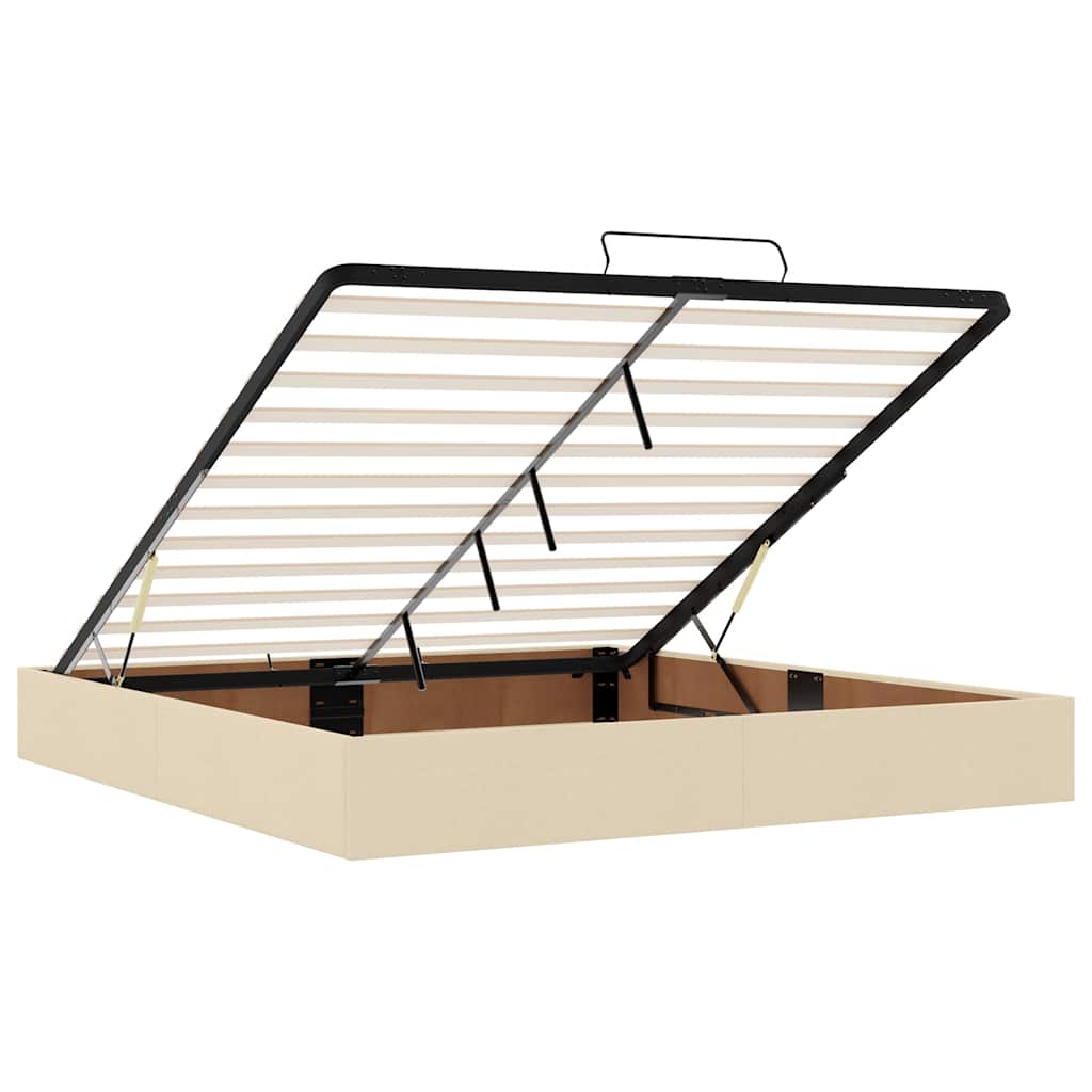 vidaXL Lit ottoman avec matelas et LED Crème 200x200 cm Tissu