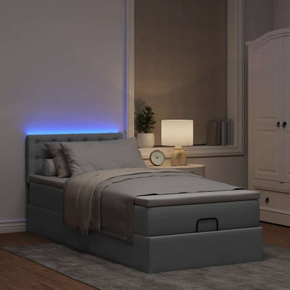 vidaXL Lit ottoman avec matelas et LED gris clair 80x200 cm Tissu