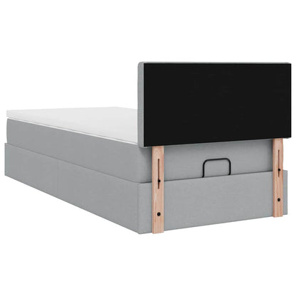 vidaXL Lit ottoman avec matelas et LED gris clair 80x200 cm Tissu