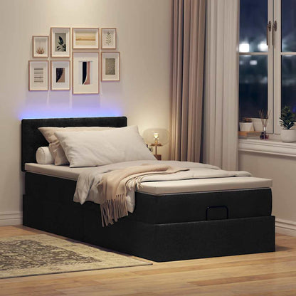 vidaXL Ottomane Bett mit Matratze & LEDs Schwarz 80x200 cm Stoff