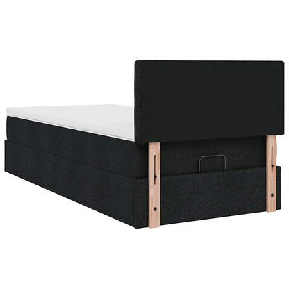 vidaXL Ottomane Bett mit Matratze & LEDs Schwarz 80x200 cm Stoff