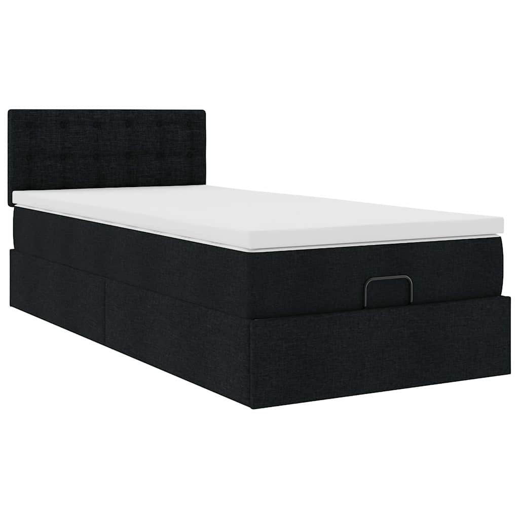 vidaXL Ottomane Bett mit Matratze & LEDs Schwarz 80x200 cm Stoff