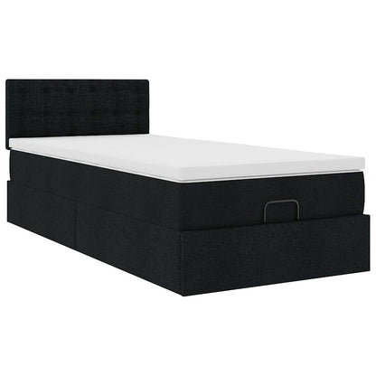 vidaXL Ottomane Bett mit Matratze & LEDs Schwarz 80x200 cm Stoff