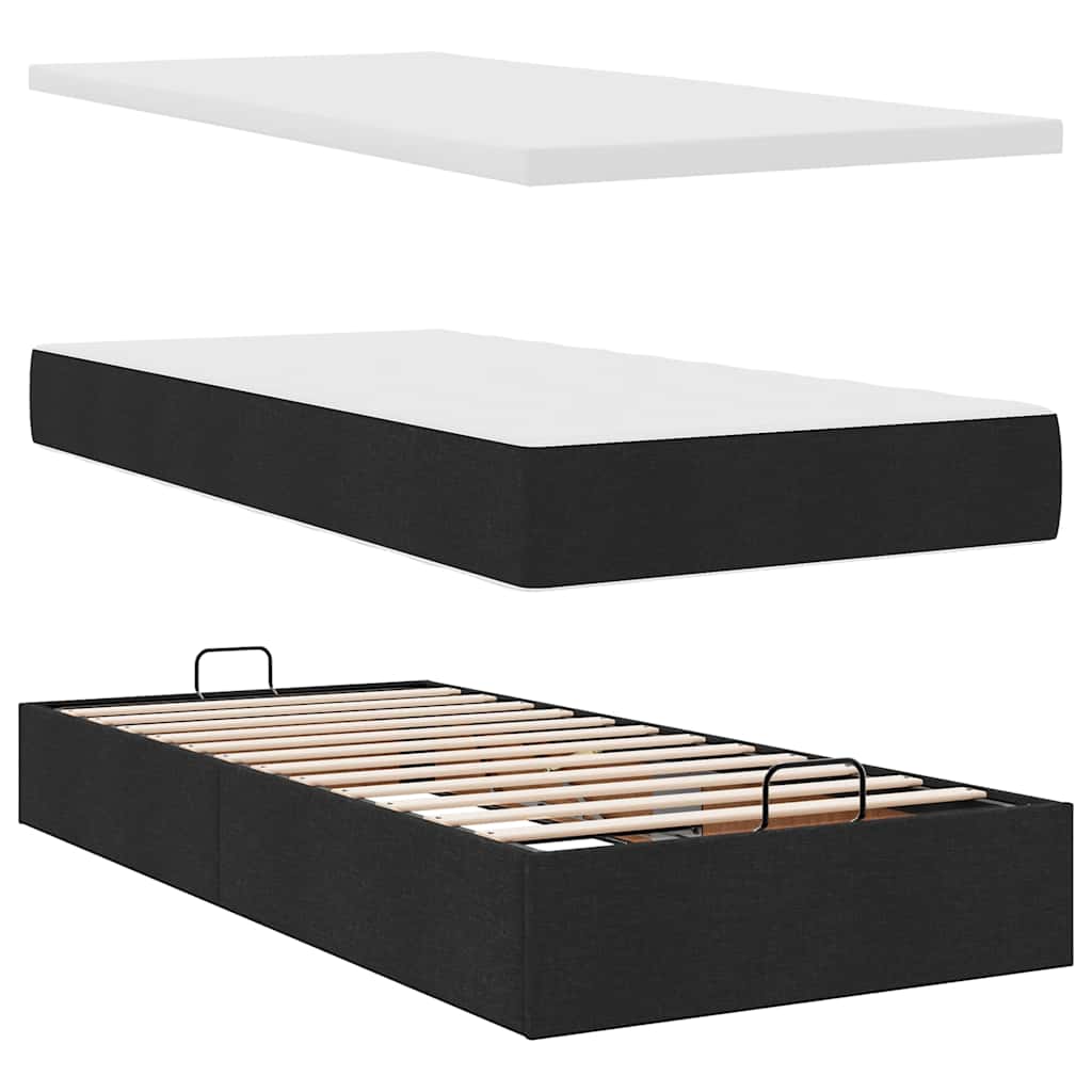 vidaXL Ottomane Bett mit Matratze & LEDs Schwarz 80x200 cm Stoff