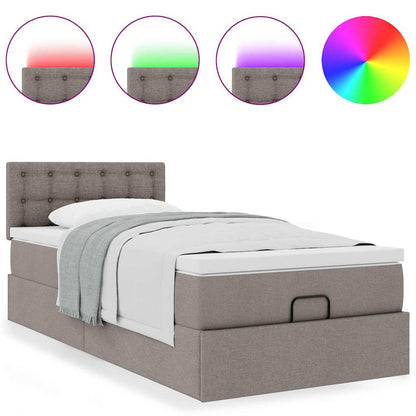vidaXL Ottoman-Bett mit Matratze & LEDs Taupe 80x200 cm Stoff