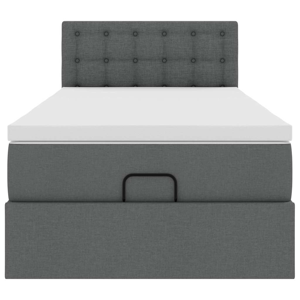 Ottoman-Bett mit Matratze & LEDs Dunkelgrau 90x190 cm Stoff