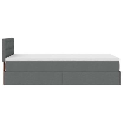 Ottoman-Bett mit Matratze & LEDs Dunkelgrau 90x190 cm Stoff