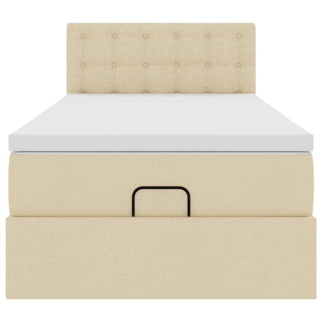 vidaXL Ottoman-Bett mit Matratze & LEDs Creme 90x190 cm Stoff