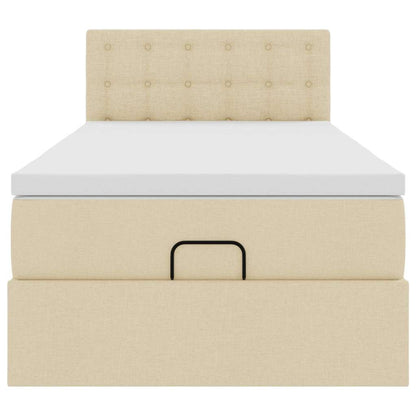 vidaXL Ottoman-Bett mit Matratze & LEDs Creme 90x190 cm Stoff