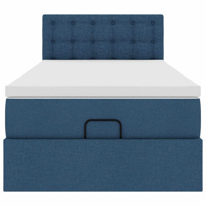 vidaXL Ottoman-Bett mit Matratze & LEDs Blau 90x190 cm Stoff