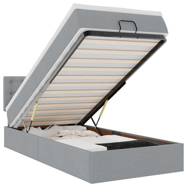 vidaXL Lit ottoman avec matelas et LED Gris clair 90x200 cm Tissu